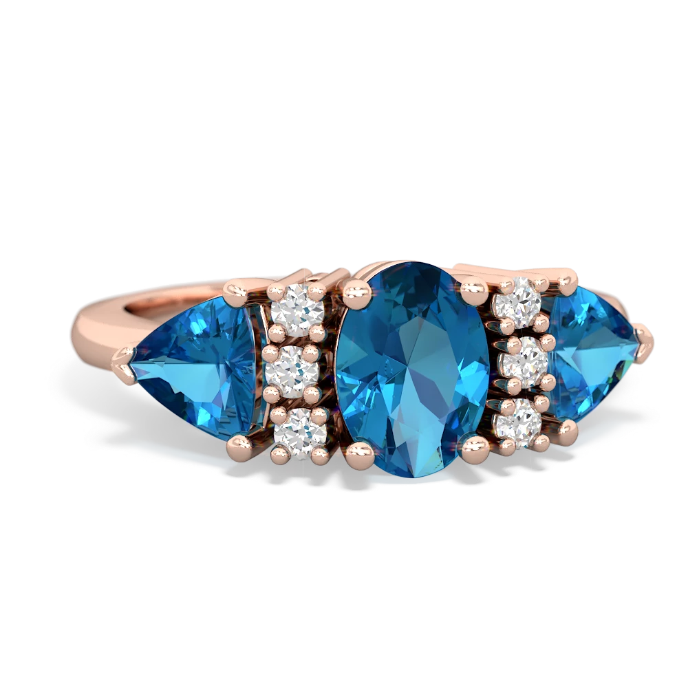 Lab Sapphire Antique Style Three Stone 14K Rose Gold ring R2186