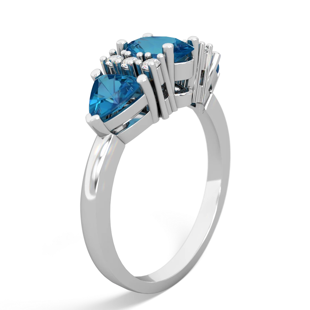 London Topaz Antique Style Three Stone 14K White Gold ring R2186