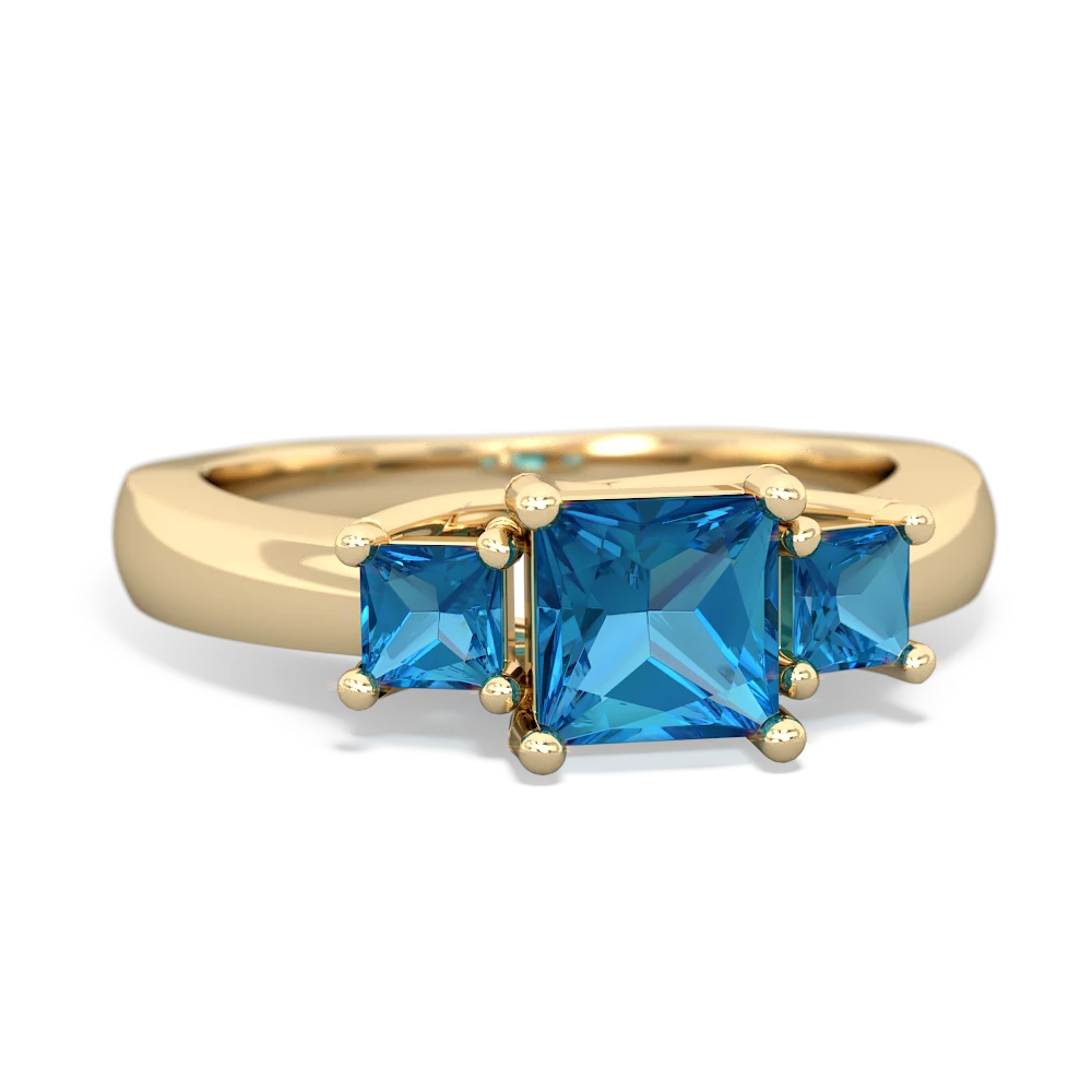 London Topaz Three Stone Trellis 14K Yellow Gold ring R4015