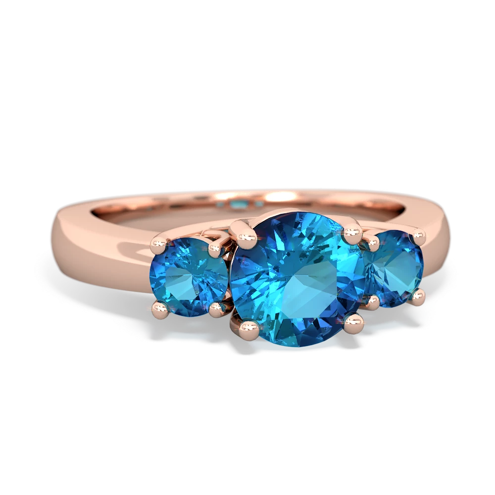 Tanzanite Three Stone Round Trellis 14K Rose Gold ring R4018