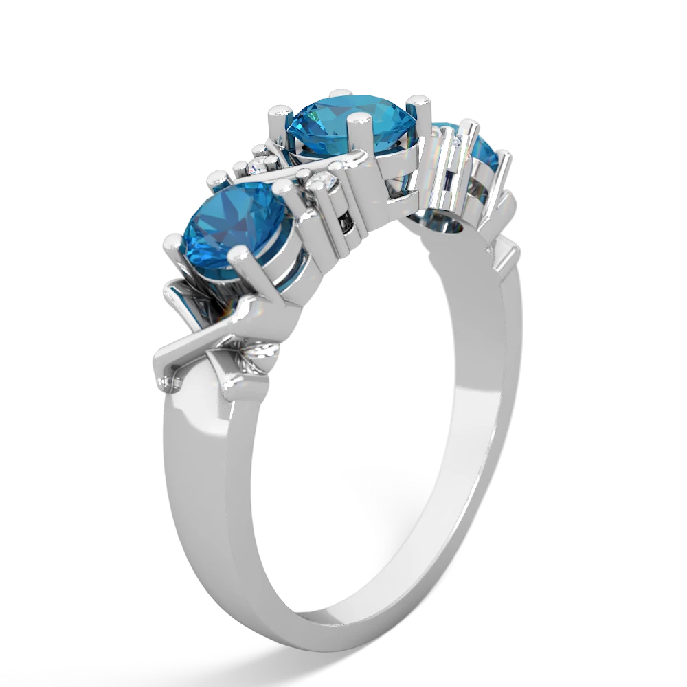 Aquamarine Hugs And Kisses 14K White Gold ring R5016