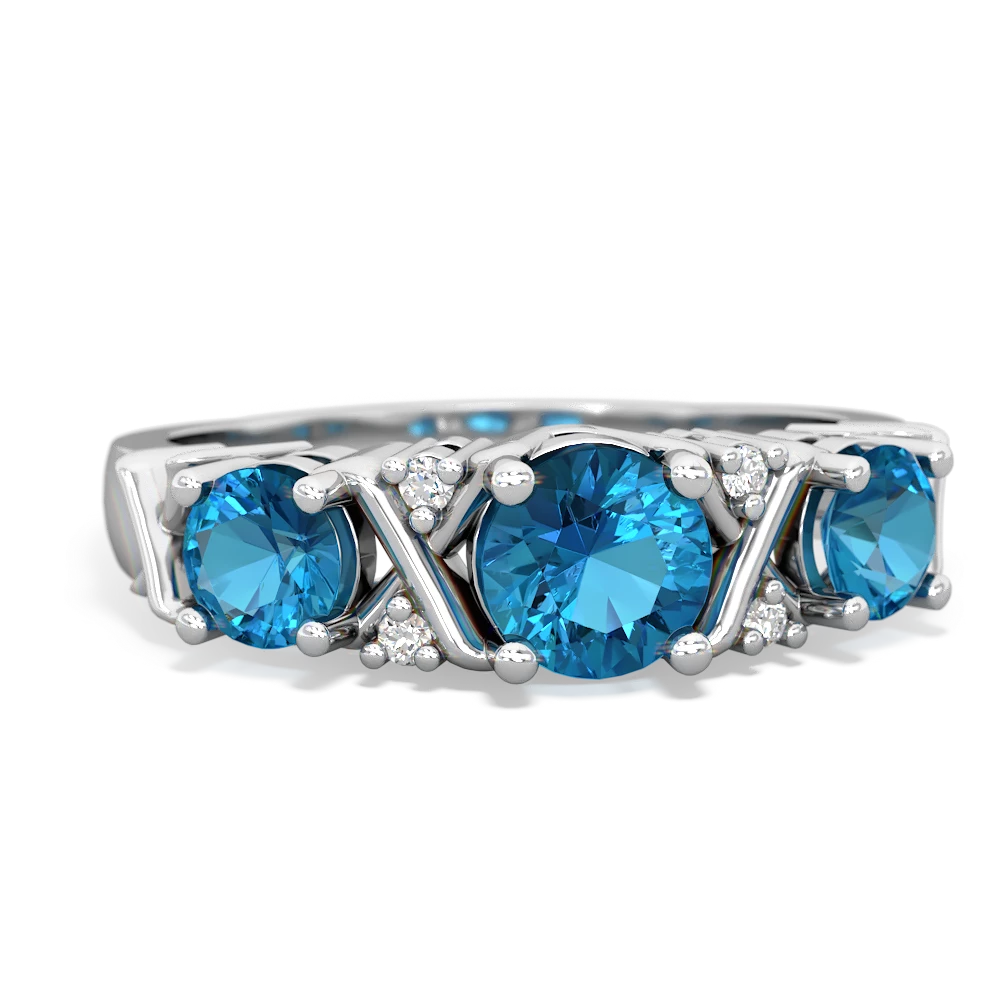 Aquamarine Hugs And Kisses 14K White Gold ring R5016