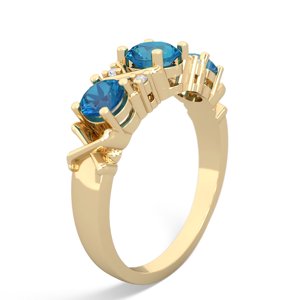 Aquamarine Hugs And Kisses 14K Yellow Gold ring R5016