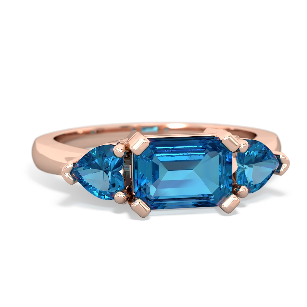 Blue Topaz Three Stone 14K Rose Gold ring R5235