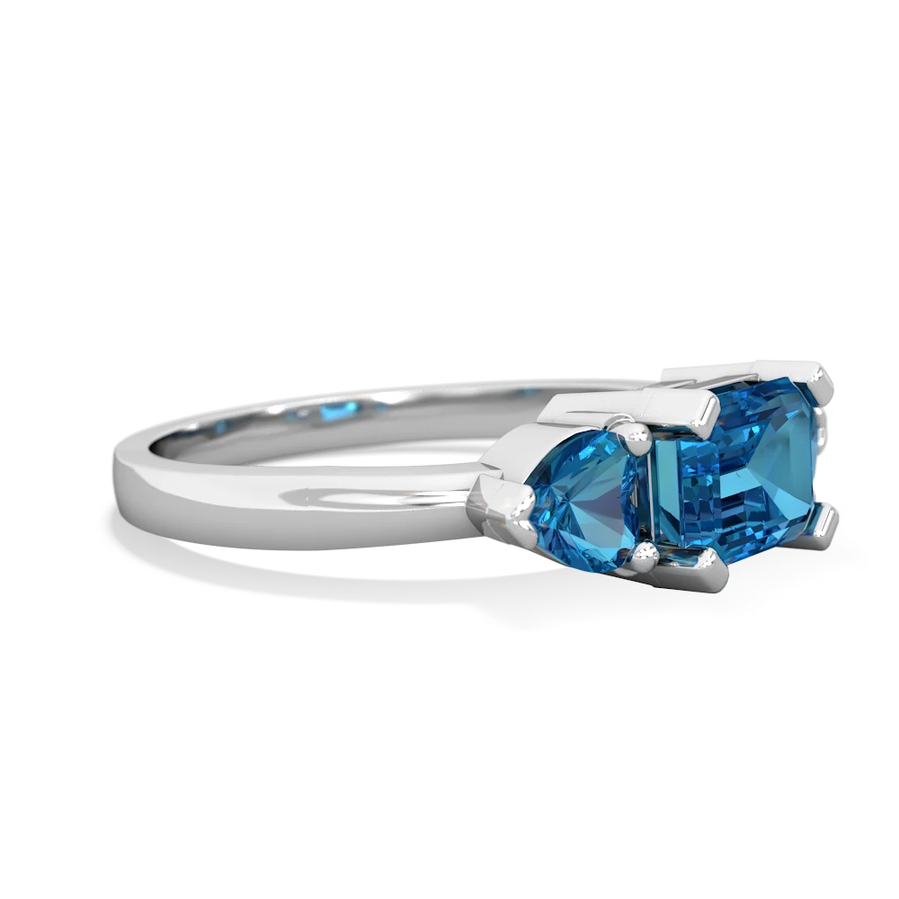 Blue Topaz Three Stone 14K White Gold ring R5235