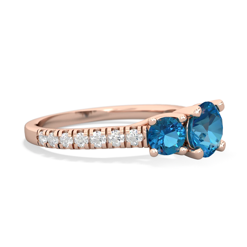 Lab Sapphire Pave Trellis 14K Rose Gold ring R5500