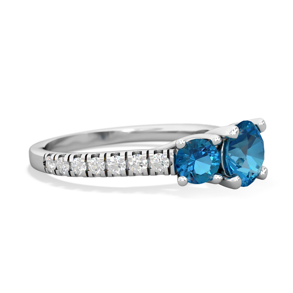 Blue Topaz Pave Trellis 14K White Gold ring R5500