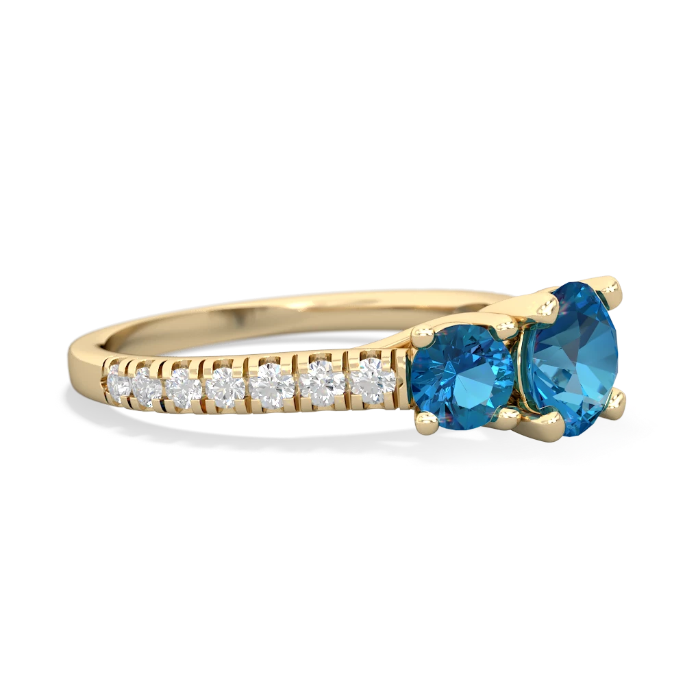 Blue Topaz Pave Trellis 14K Yellow Gold ring R5500