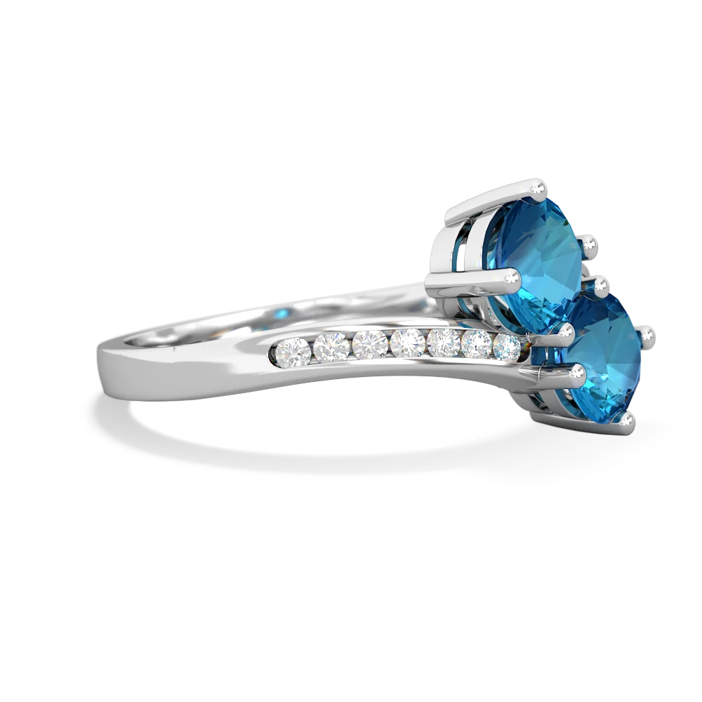 London Topaz Channel Set Two Stone 14K White Gold ring R5303