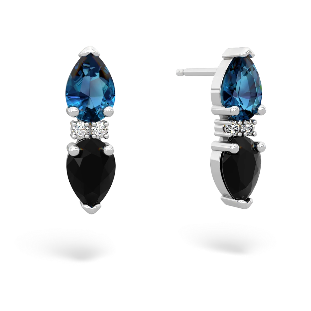 London Topaz Bowtie Drop 14K White Gold earrings E0865