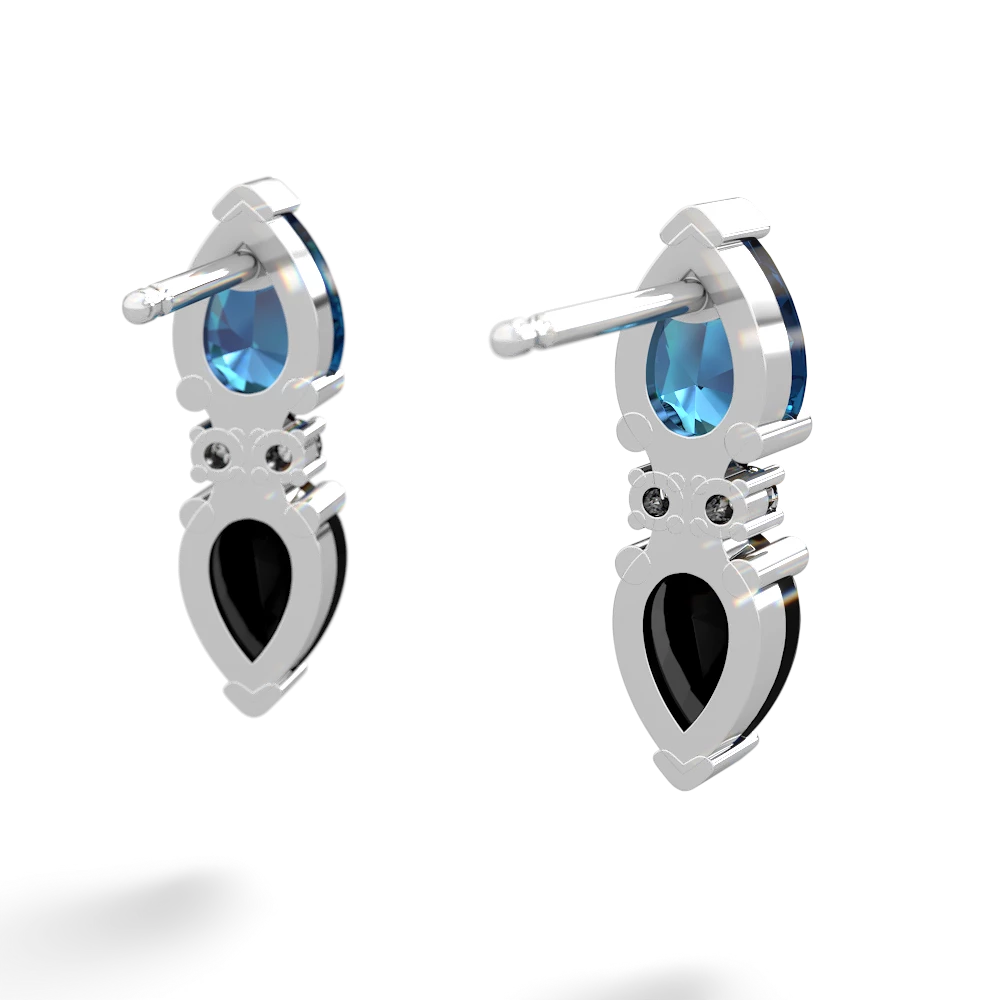 London Topaz Bowtie Drop 14K White Gold earrings E0865