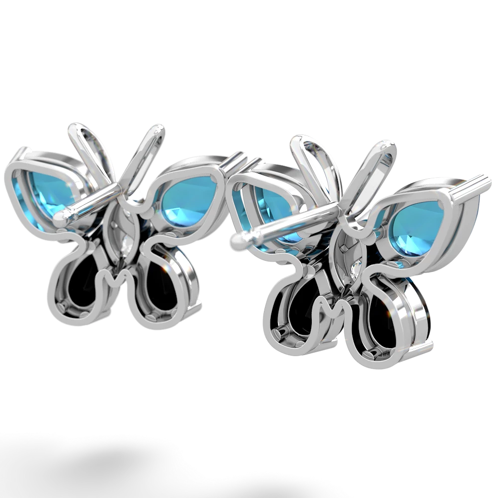 London Topaz Butterfly 14K White Gold earrings E2215