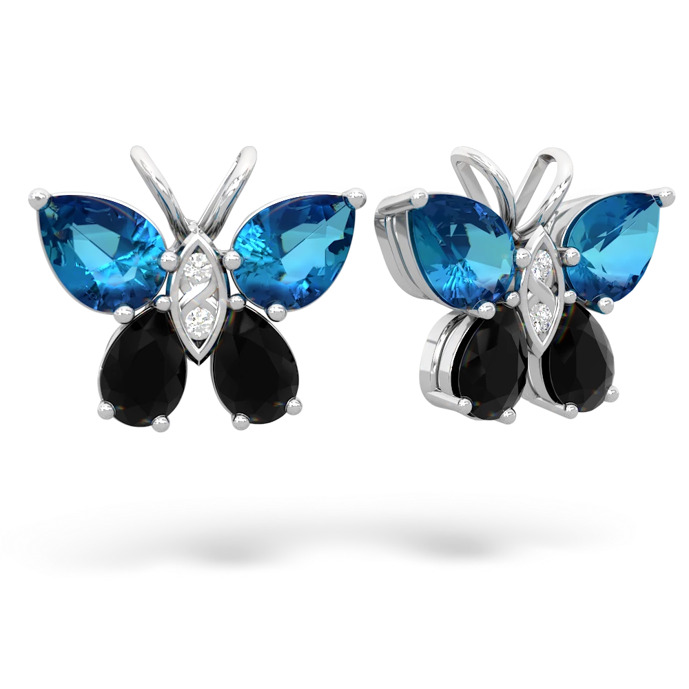 London Topaz Butterfly 14K White Gold earrings E2215