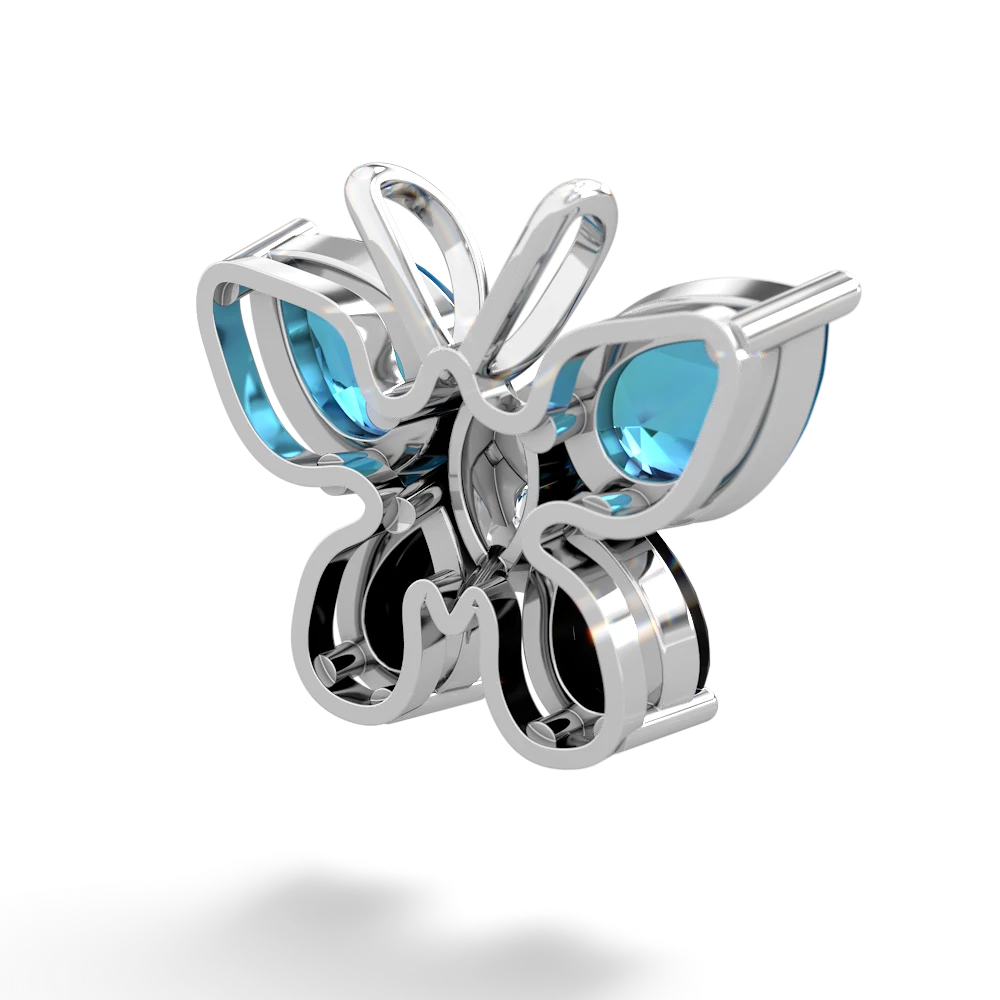 London Topaz Butterfly 14K White Gold pendant P2215