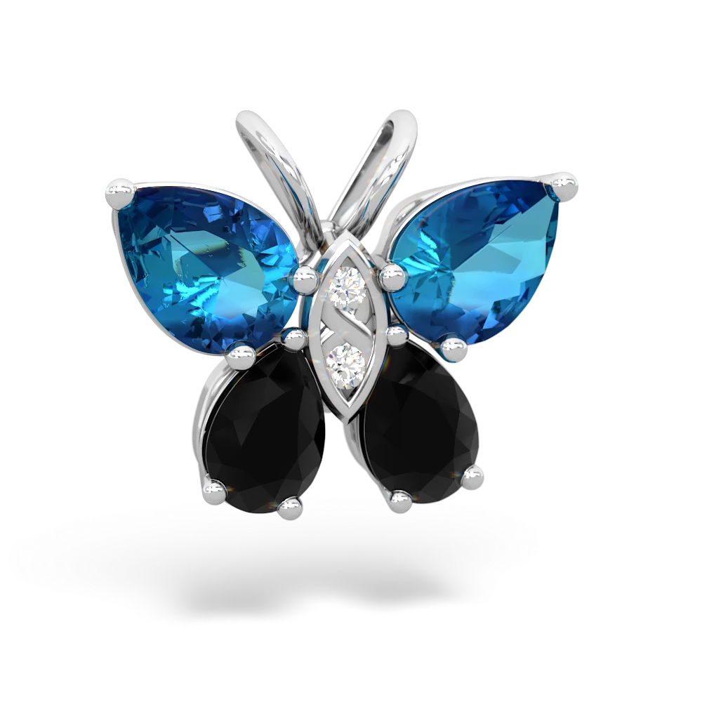 London Topaz Butterfly 14K White Gold pendant P2215