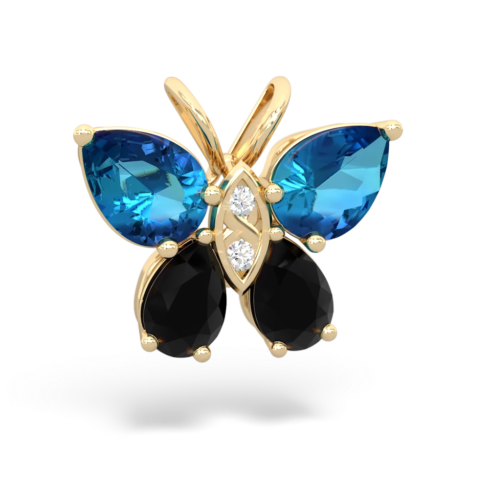 London Topaz Butterfly 14K Yellow Gold pendant P2215