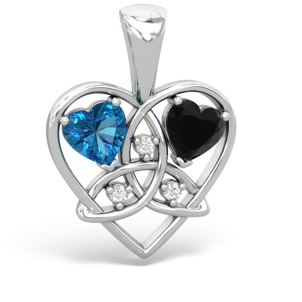 London Topaz Celtic Trinity Heart 14K White Gold pendant P5331