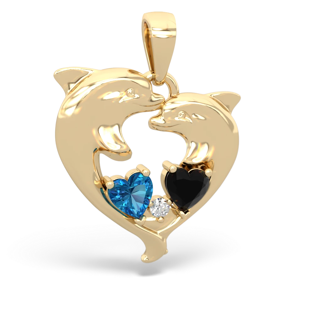 London Topaz Dolphin Heart 14K Yellow Gold pendant P5820