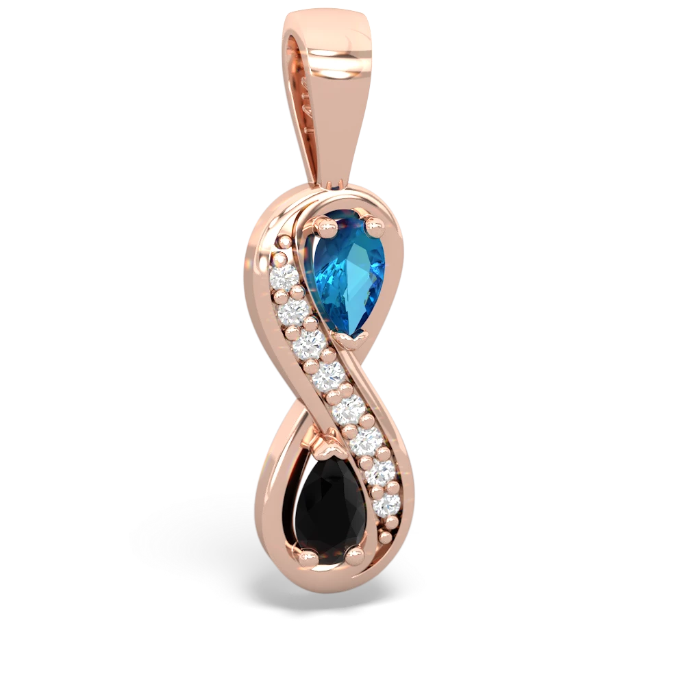 London Topaz Diamond Infinity 14K Rose Gold pendant P5390