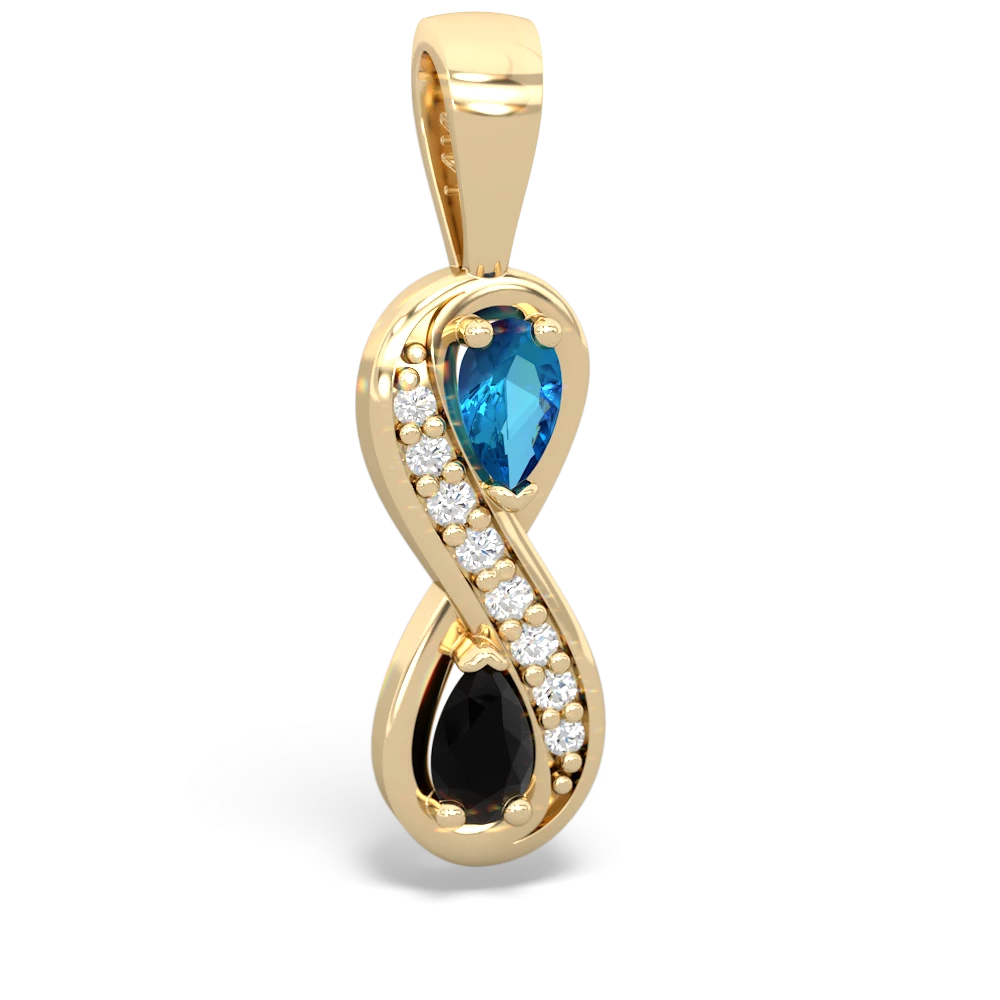 London Topaz Diamond Infinity 14K Yellow Gold pendant P5390