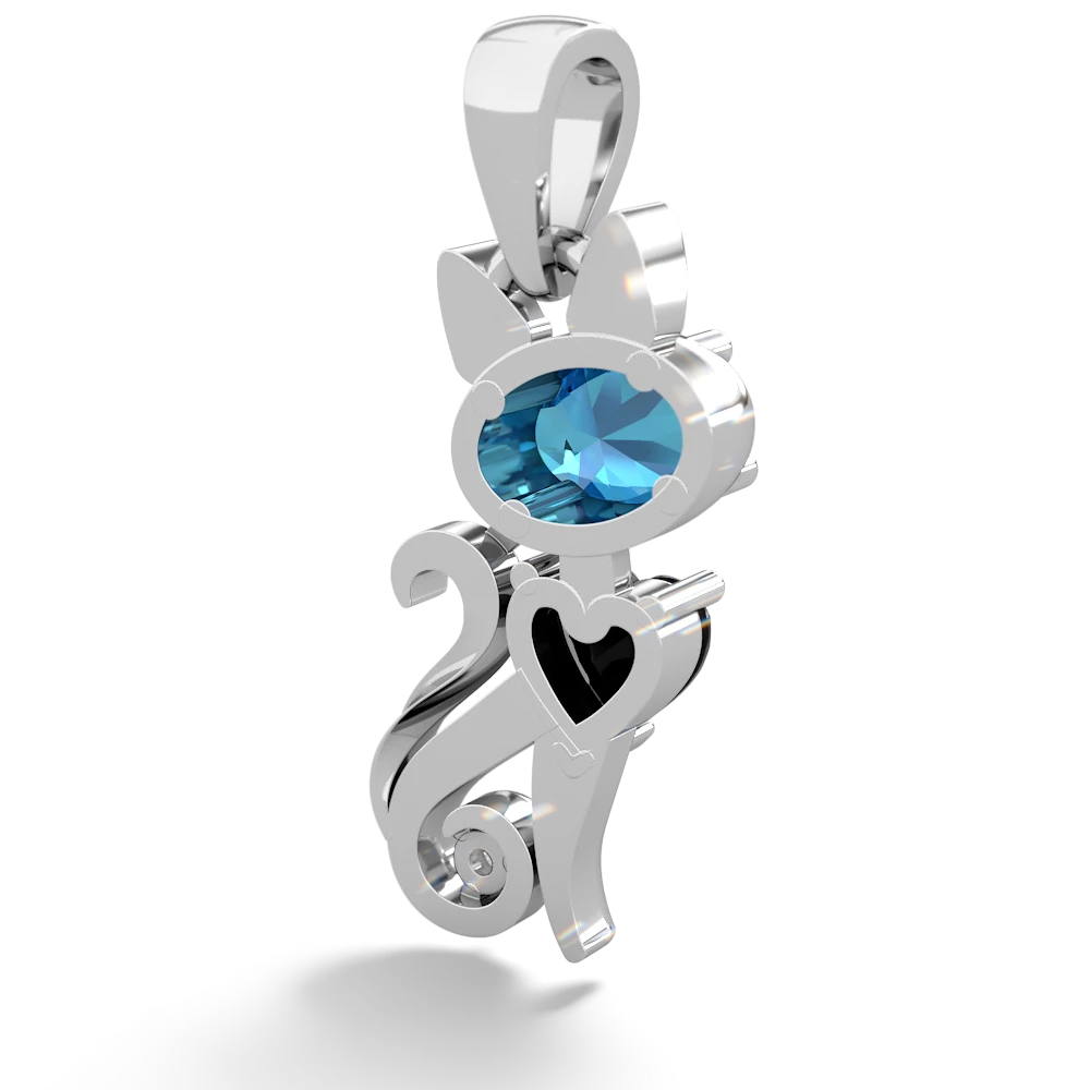 London Topaz Kitten 14K White Gold pendant P5780