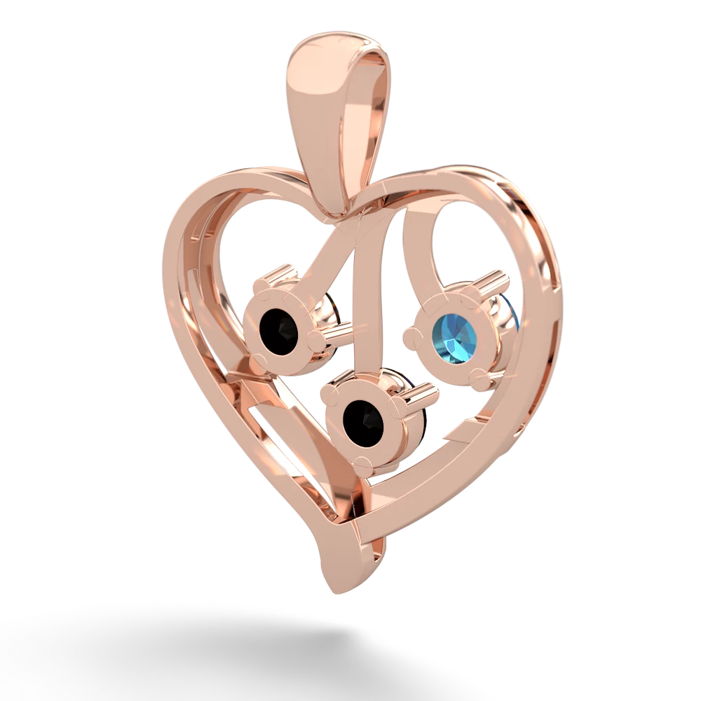 London Topaz Glowing Heart 14K Rose Gold pendant P2233