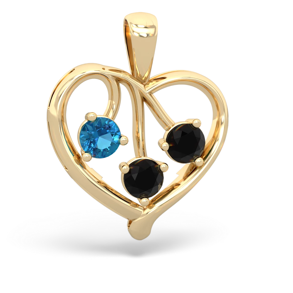 London Topaz Glowing Heart 14K Yellow Gold pendant P2233