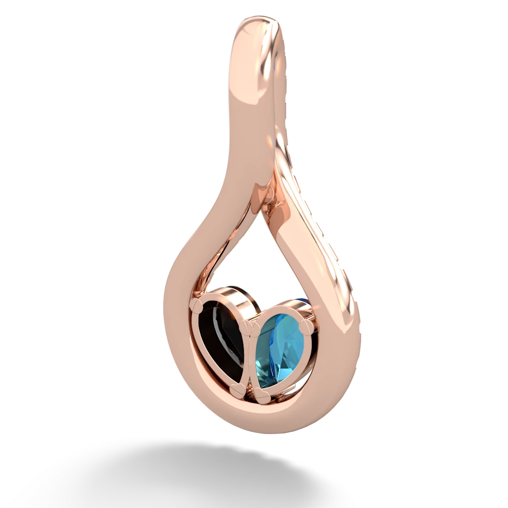 London Topaz Pave Twist 'One Heart' 14K Rose Gold pendant P5360