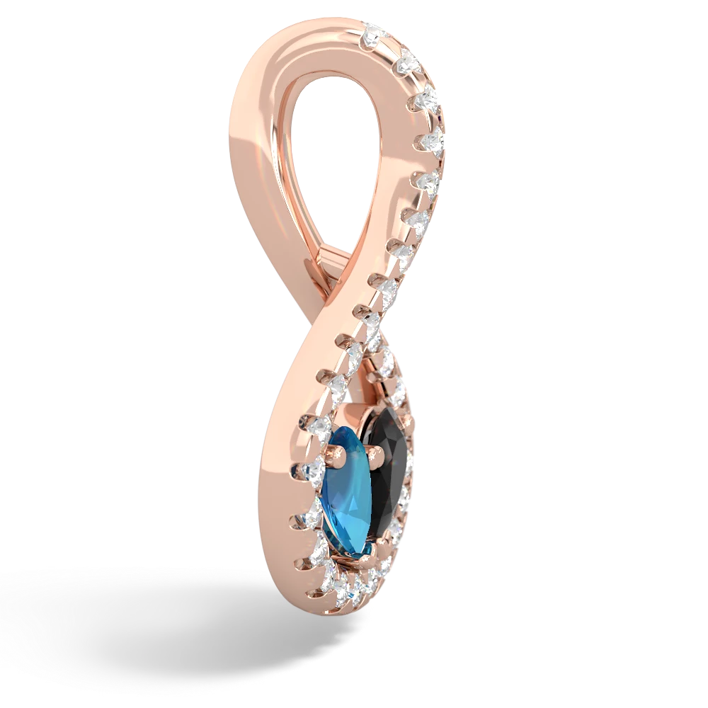 London Topaz Pave Twist 'One Heart' 14K Rose Gold pendant P5360