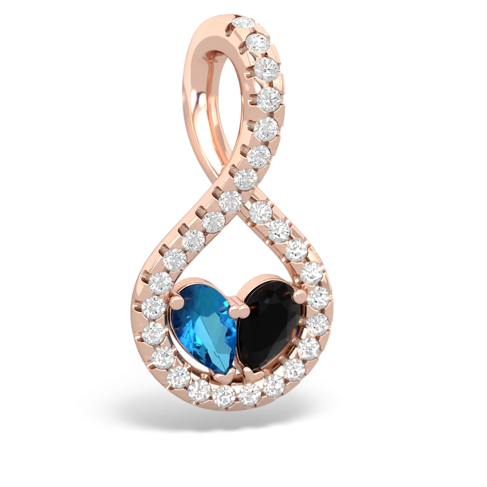 London Topaz Pave Twist 'One Heart' 14K Rose Gold pendant P5360