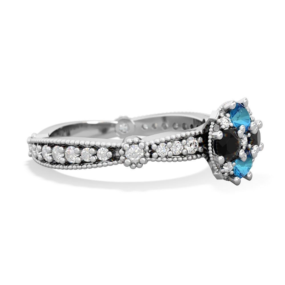 London Topaz Sparkling Tiara Cluster 14K White Gold ring R26293RD