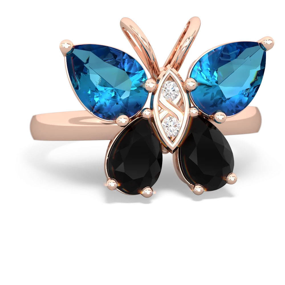 London Topaz Butterfly 14K Rose Gold ring R2215