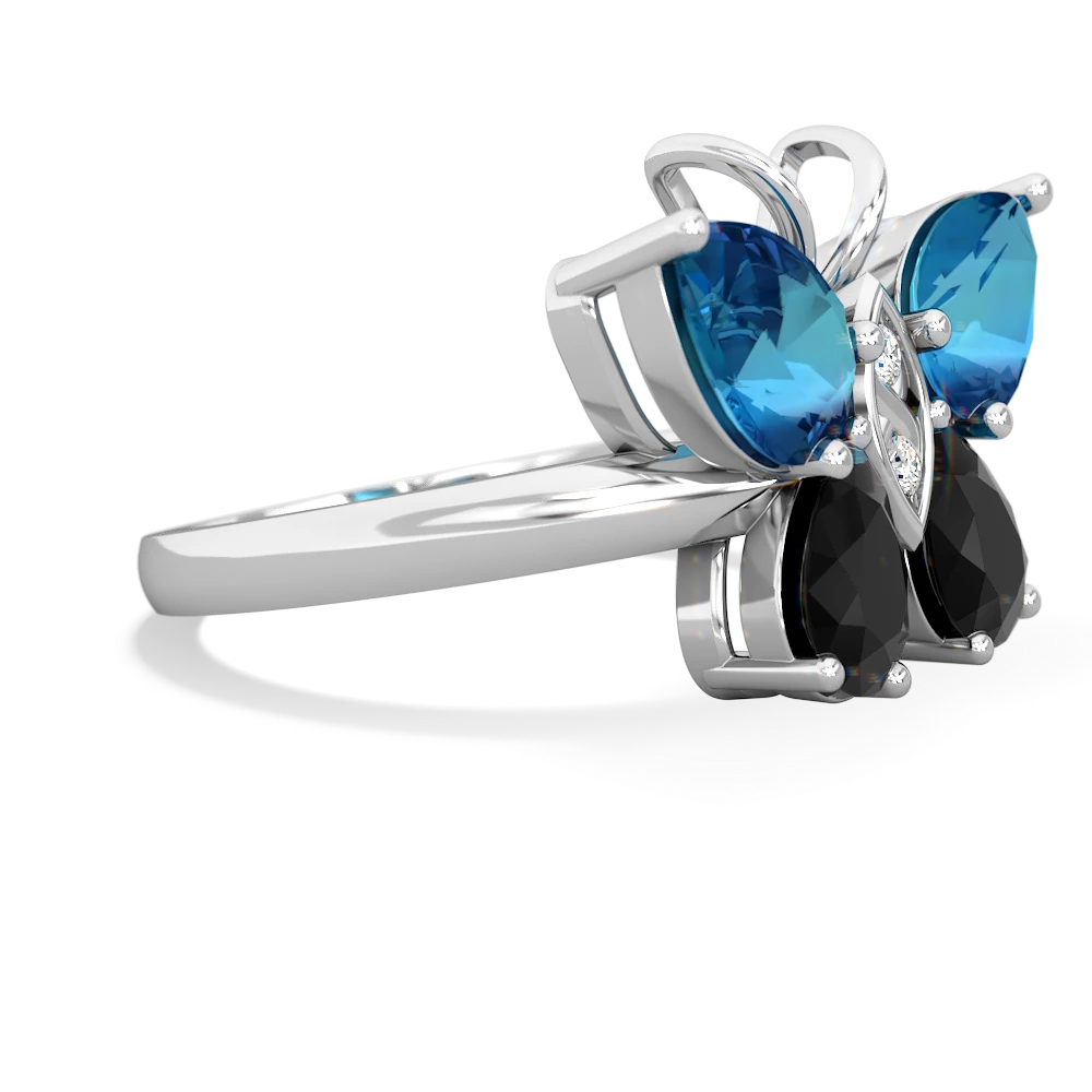 London Topaz Butterfly 14K White Gold ring R2215