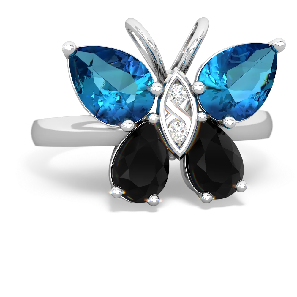 London Topaz Butterfly 14K White Gold ring R2215