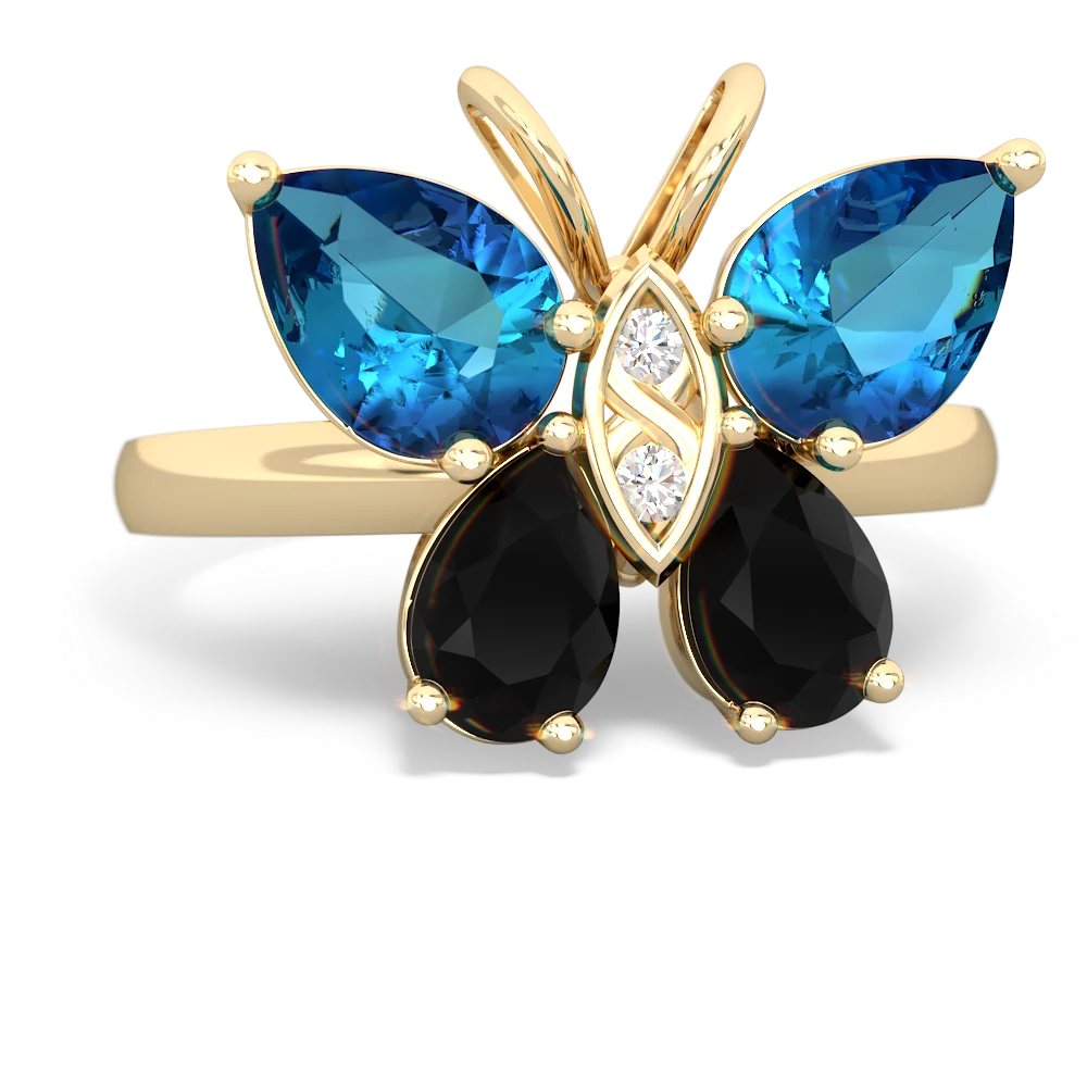 London Topaz Butterfly 14K Yellow Gold ring R2215