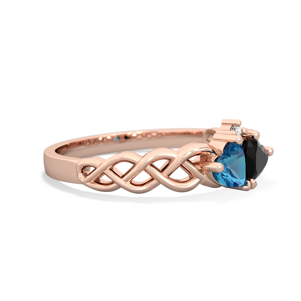 London Topaz Heart To Heart Braid 14K Rose Gold ring R5870