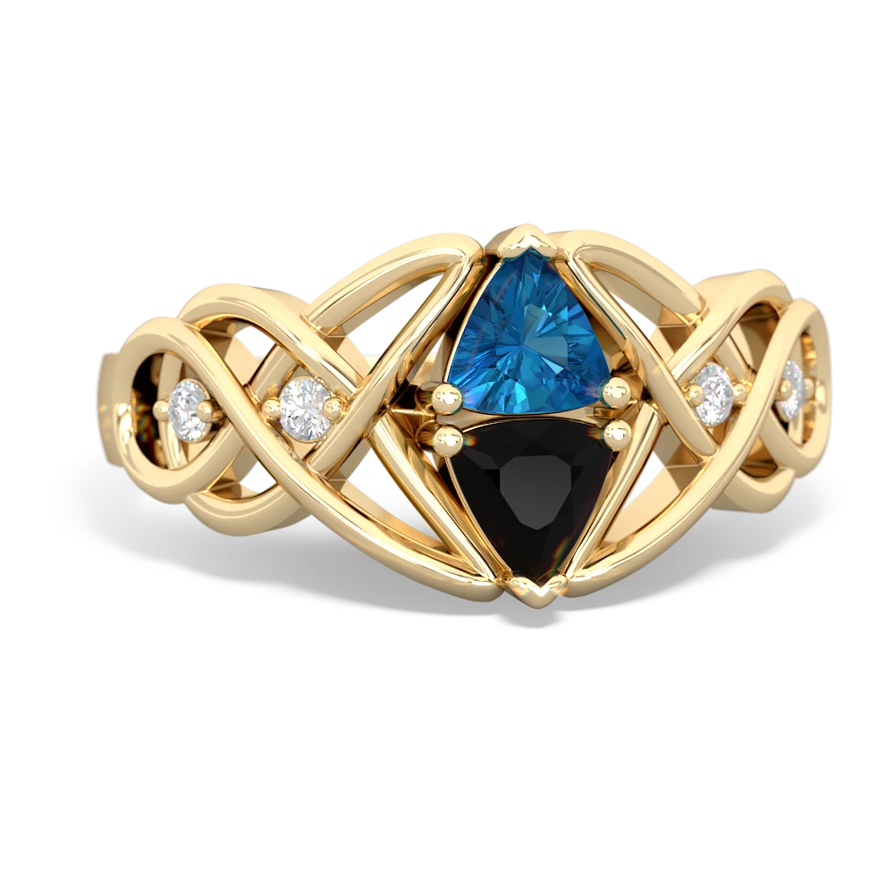 London Topaz Keepsake Celtic Knot 14K Yellow Gold ring R5300