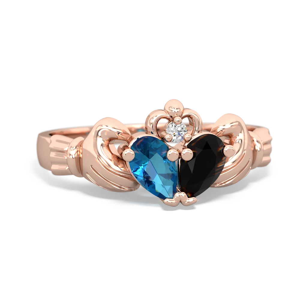 London Topaz 'Our Heart' Claddagh 14K Rose Gold ring R2388