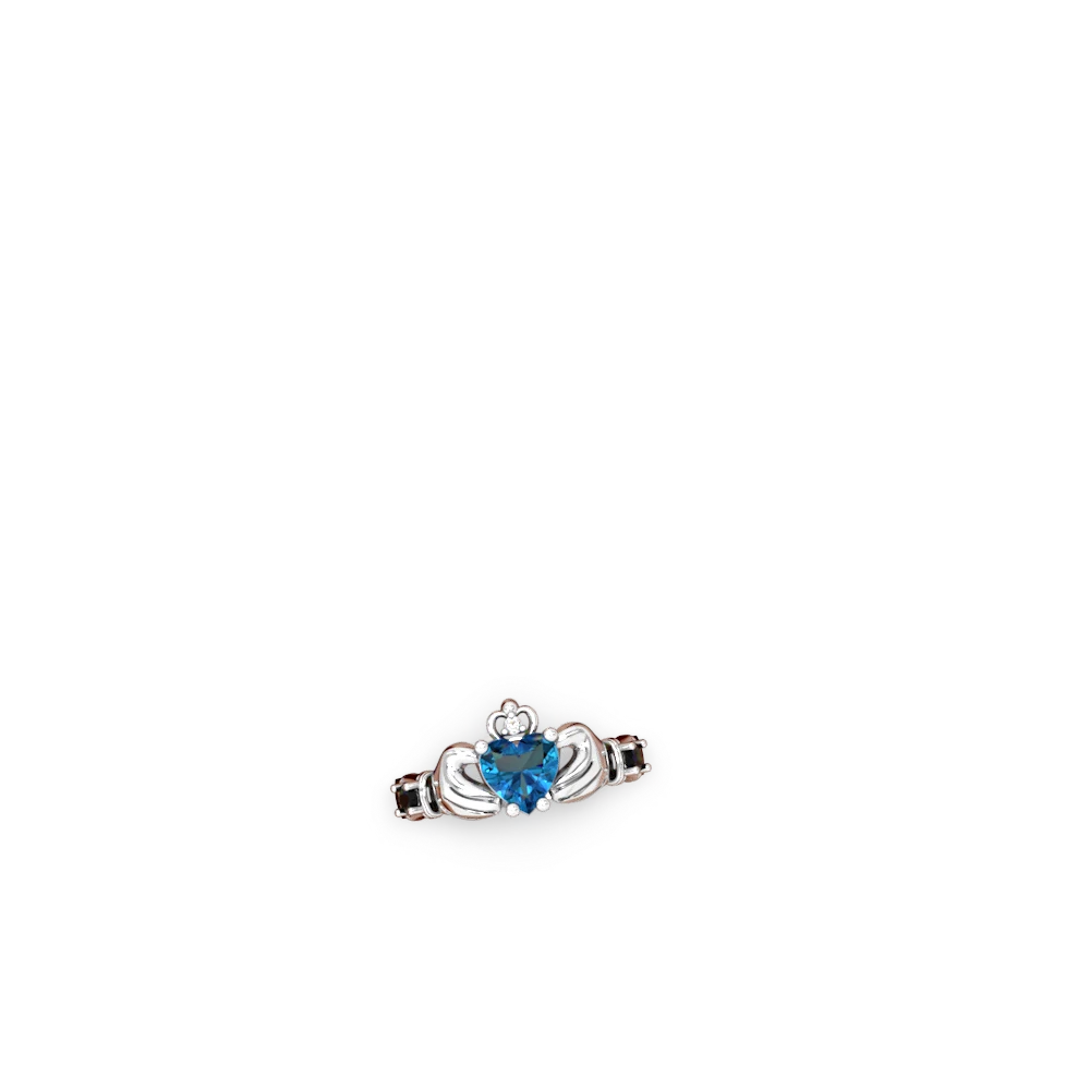 London Topaz Claddagh Keepsake 14K White Gold ring R5245