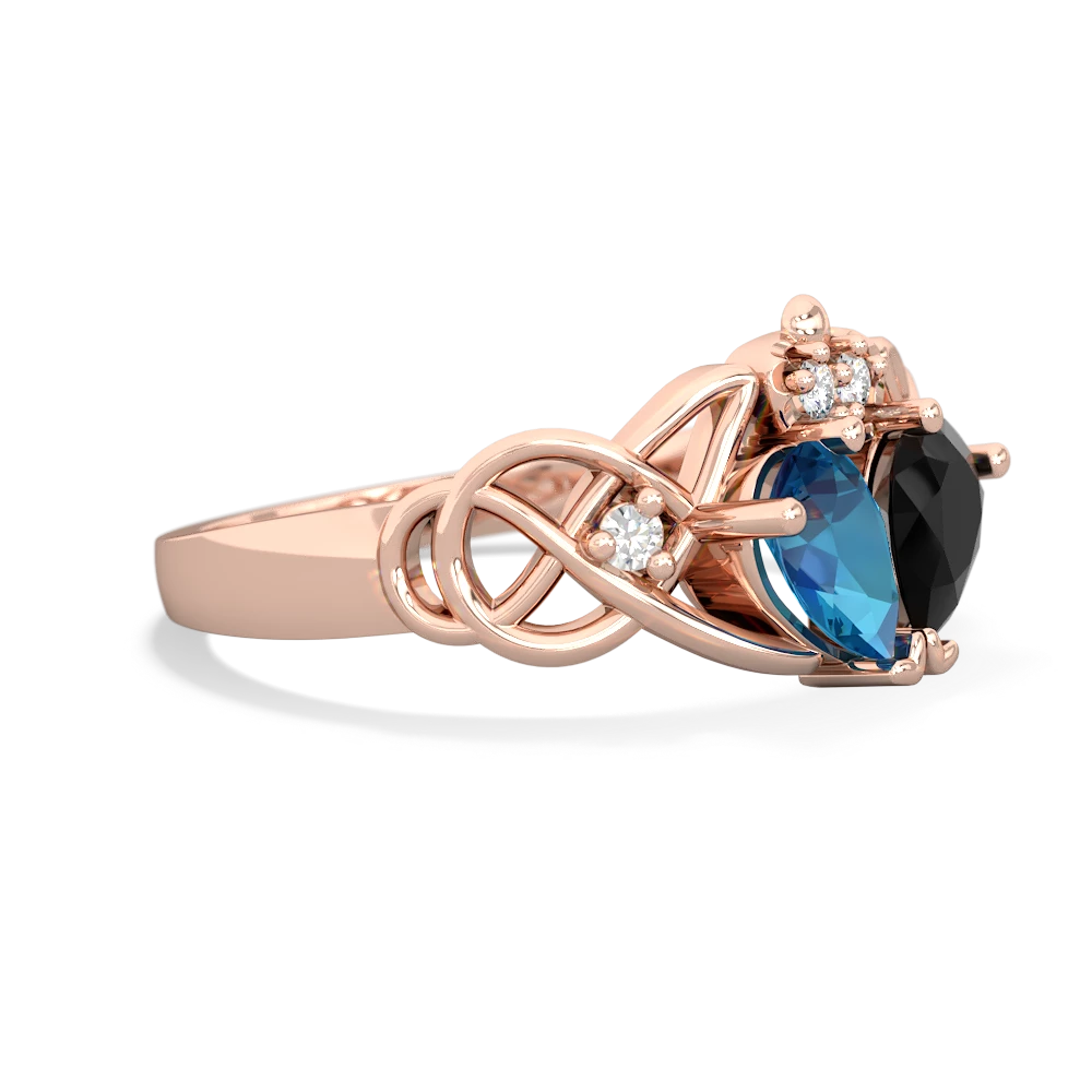 London Topaz 'One Heart' Celtic Knot Claddagh 14K Rose Gold ring R5322