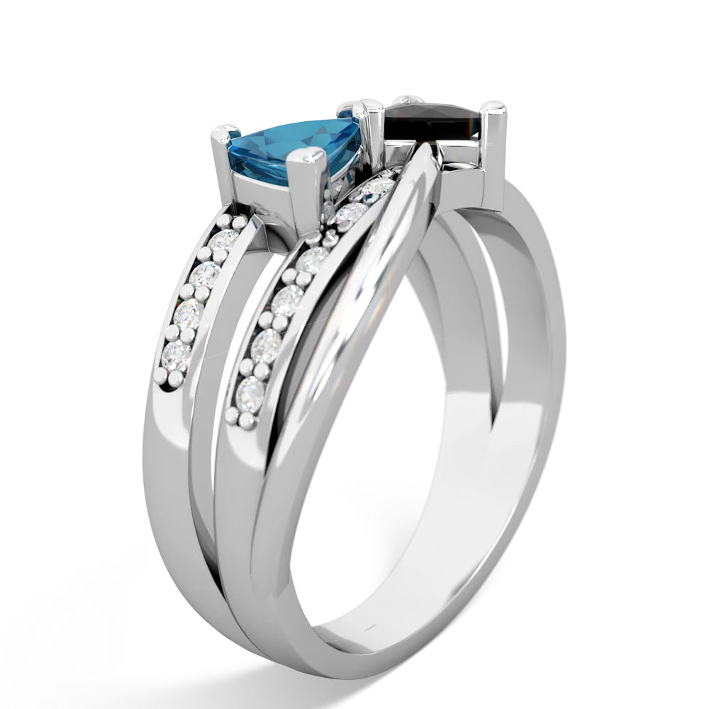 London Topaz Bowtie 14K White Gold ring R2360