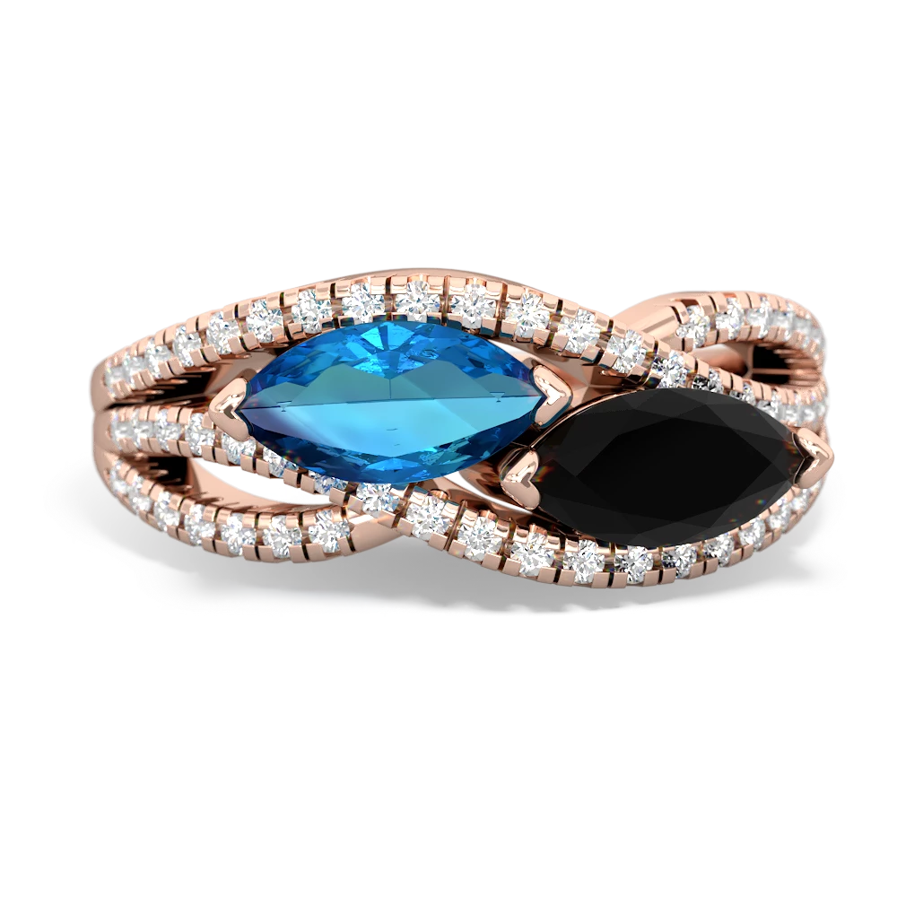 London Topaz Diamond Rivers 14K Rose Gold ring R3070