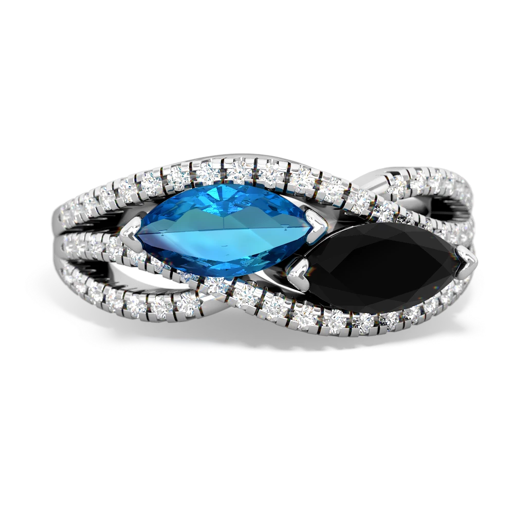 London Topaz Diamond Rivers 14K White Gold ring R3070