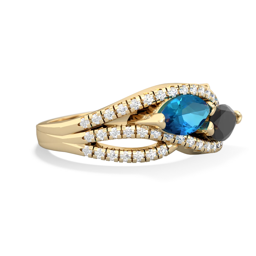 London Topaz Diamond Rivers 14K Yellow Gold ring R3070