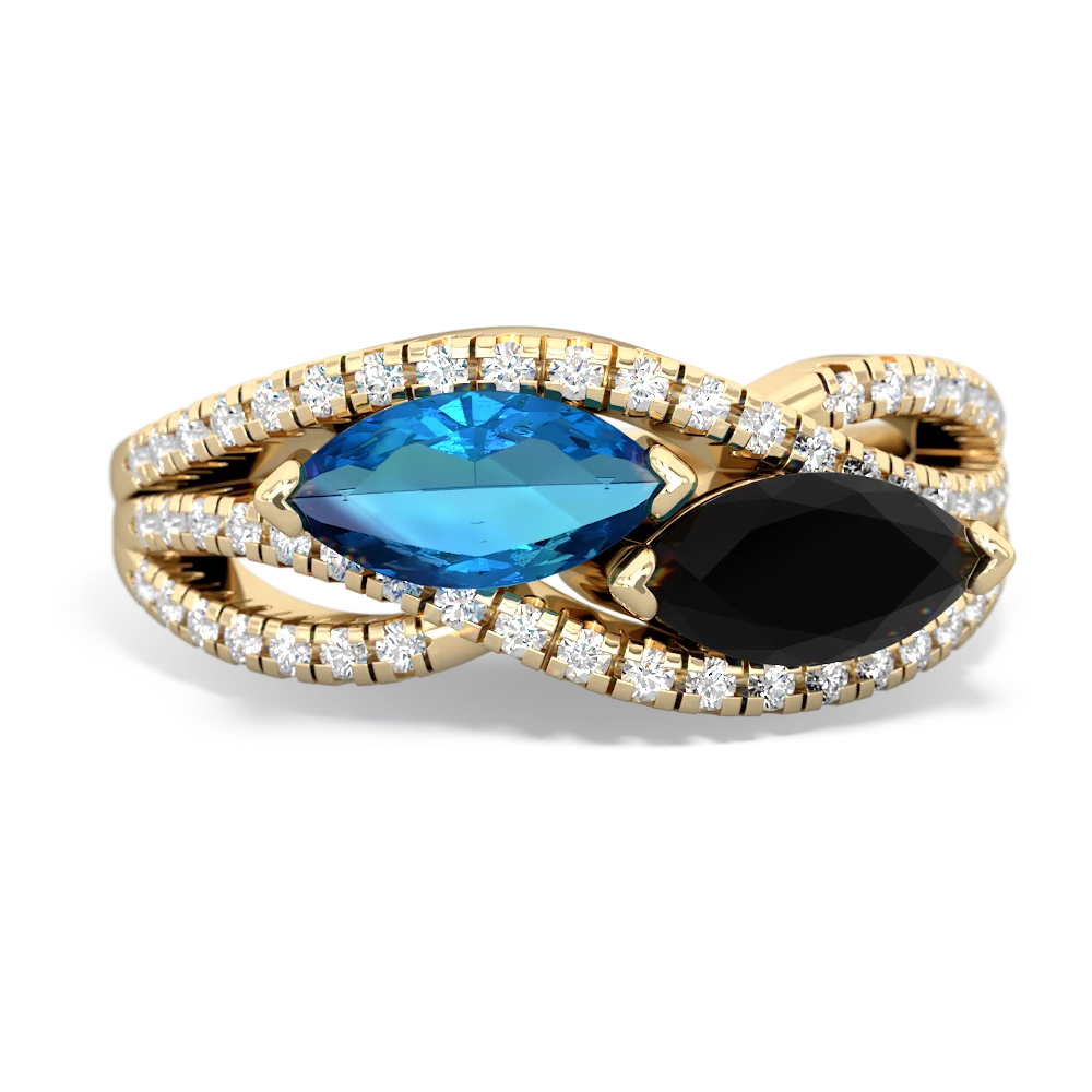 London Topaz Diamond Rivers 14K Yellow Gold ring R3070