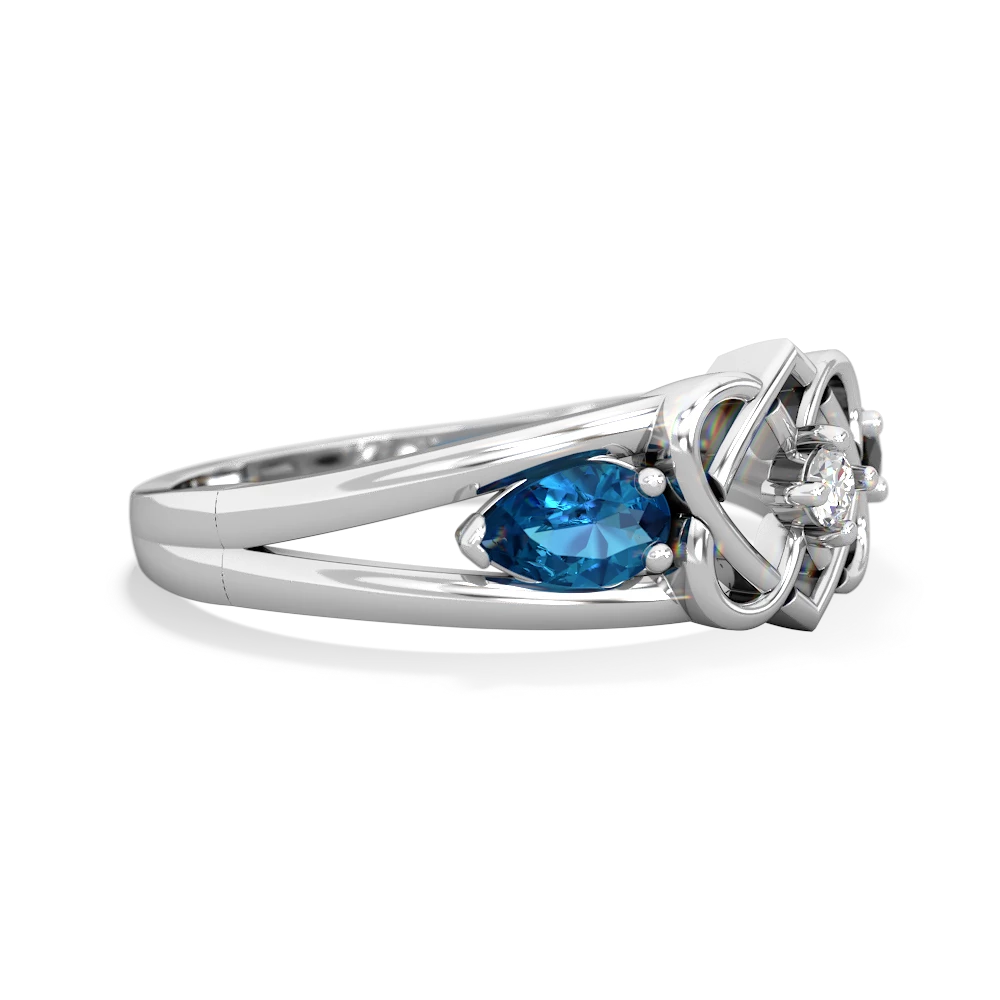 London Topaz Hearts Intertwined 14K White Gold ring R5880