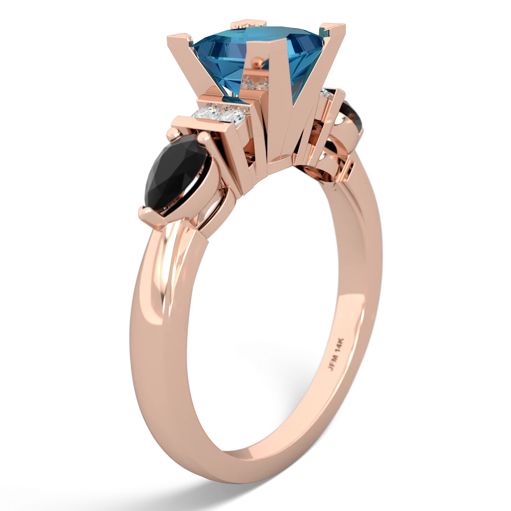 London Topaz 6Mm Princess Eternal Embrace Engagement 14K Rose Gold ring C2002