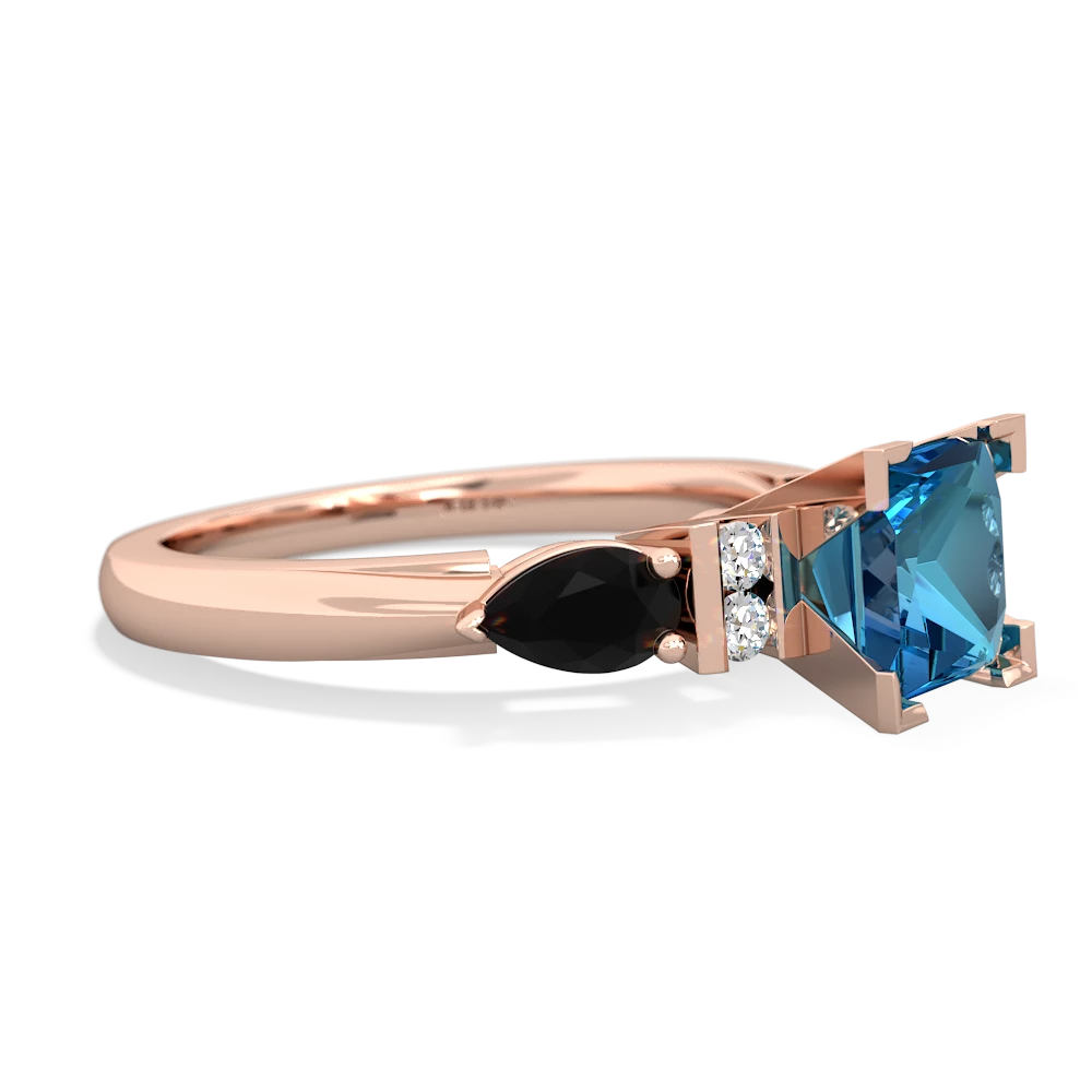 London Topaz 6Mm Princess Eternal Embrace Engagement 14K Rose Gold ring C2002