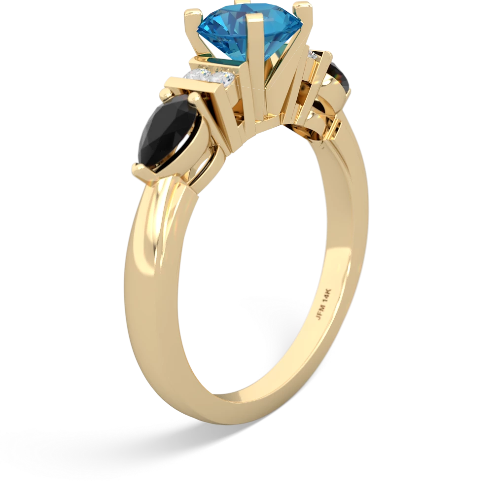 London Topaz 6Mm Round Eternal Embrace Engagement 14K Yellow Gold ring R2005