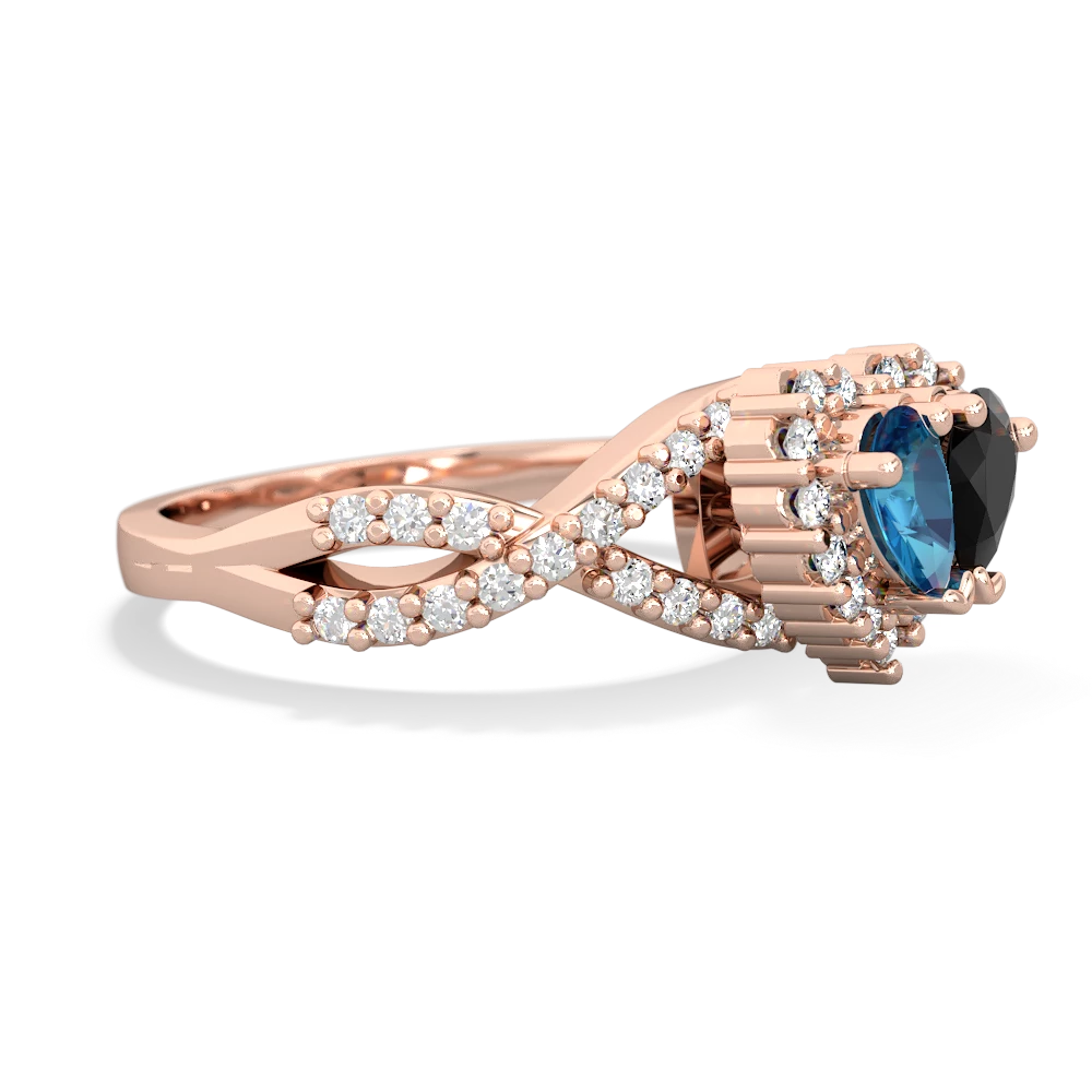 London Topaz Diamond Twist 'One Heart' 14K Rose Gold ring R2640HRT